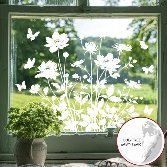 Glasaufkleber Wasserdicht PVC Doppelseitiges Design Sonnenblumenmuster Fensteraufkleber Glastüren Fenster Heimdekoration