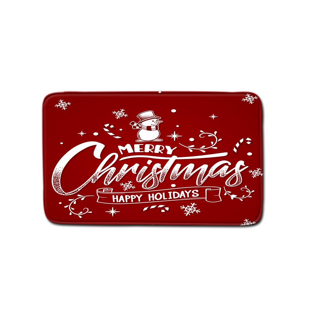 Christmas Shower Curtain Polyester Cloth Toilet Seat Four-Piece Set Entrance Door Mat Bedroom Living Room Floor Mat Carpet