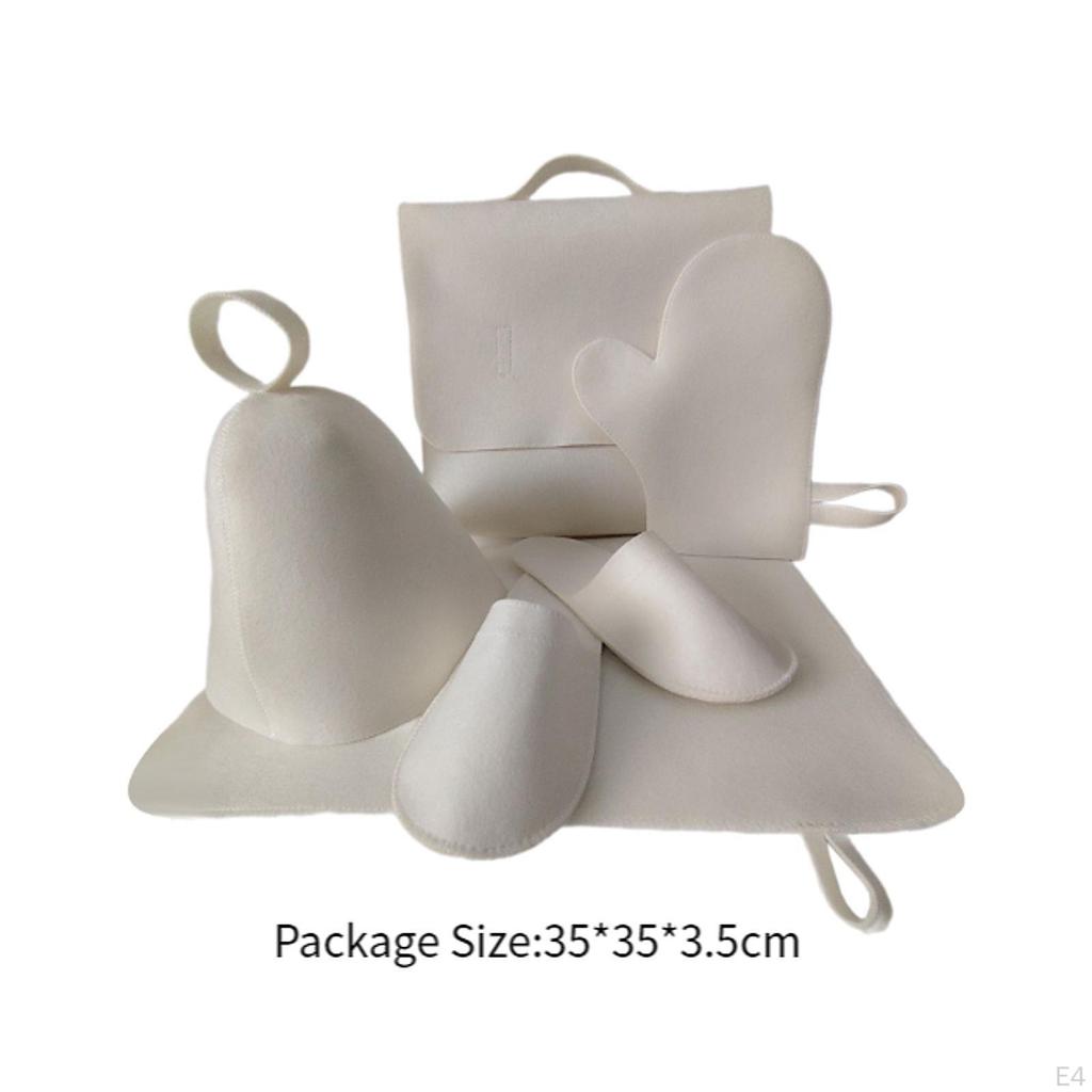 5 Piece Set of Sauna Hats And Seat Pads for Russian Bath