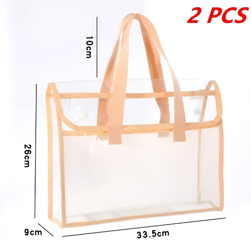 Large Capacity Portable Transparent Handheld Folder Expandable File Storage Bag PVC Self-adhesive File Bag Document Organizer