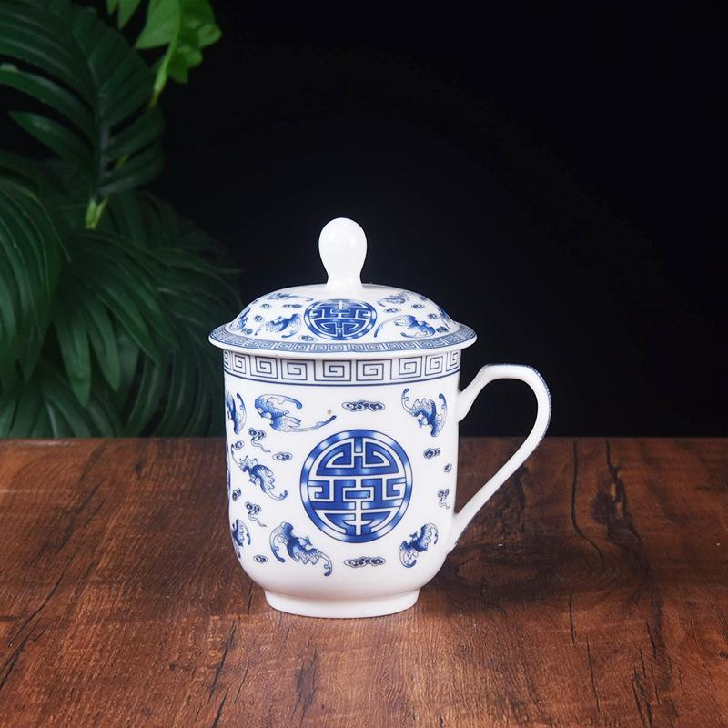 Tibetische Retro-Tasse Keramiktasse mit Deckel Bone China Tasse Bürotasse Besprechungstasse Wasserbecher Teetasse Becher Kommerzielle Tasse