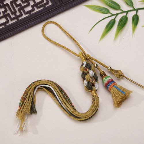 Chinese Knot Handle Rope Tibetan Tassel Pendant Accessories Diy Mobile Phone Lanyard Car Pendant Gold Bead Tassel Pendant