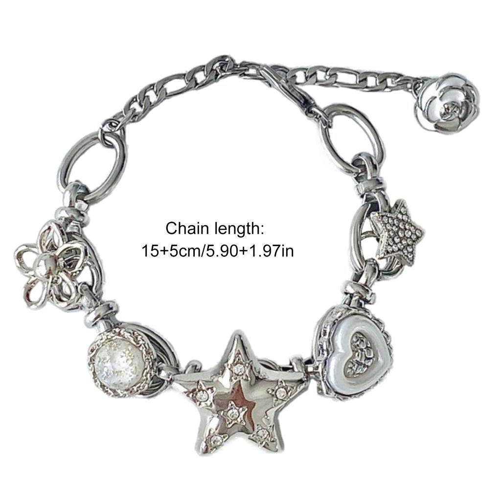 Ästhetisches Herz Stern Kettenarmband Stilvolles Perlenarmband Schickes Armband Charm-Armband Perfektes Geschenk für Modebegeisterte