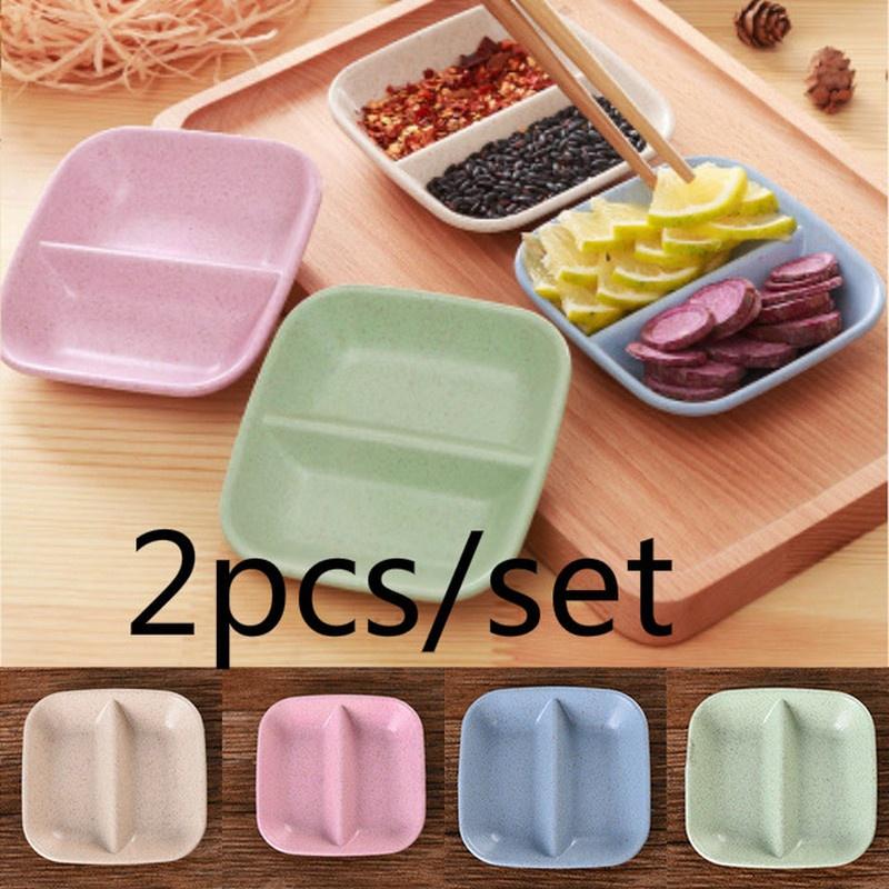 

2 шт. Пшеничная солома приправа блюдо многоцелевое слив блюдо соус уксус столовая посуда столовая пластина синий