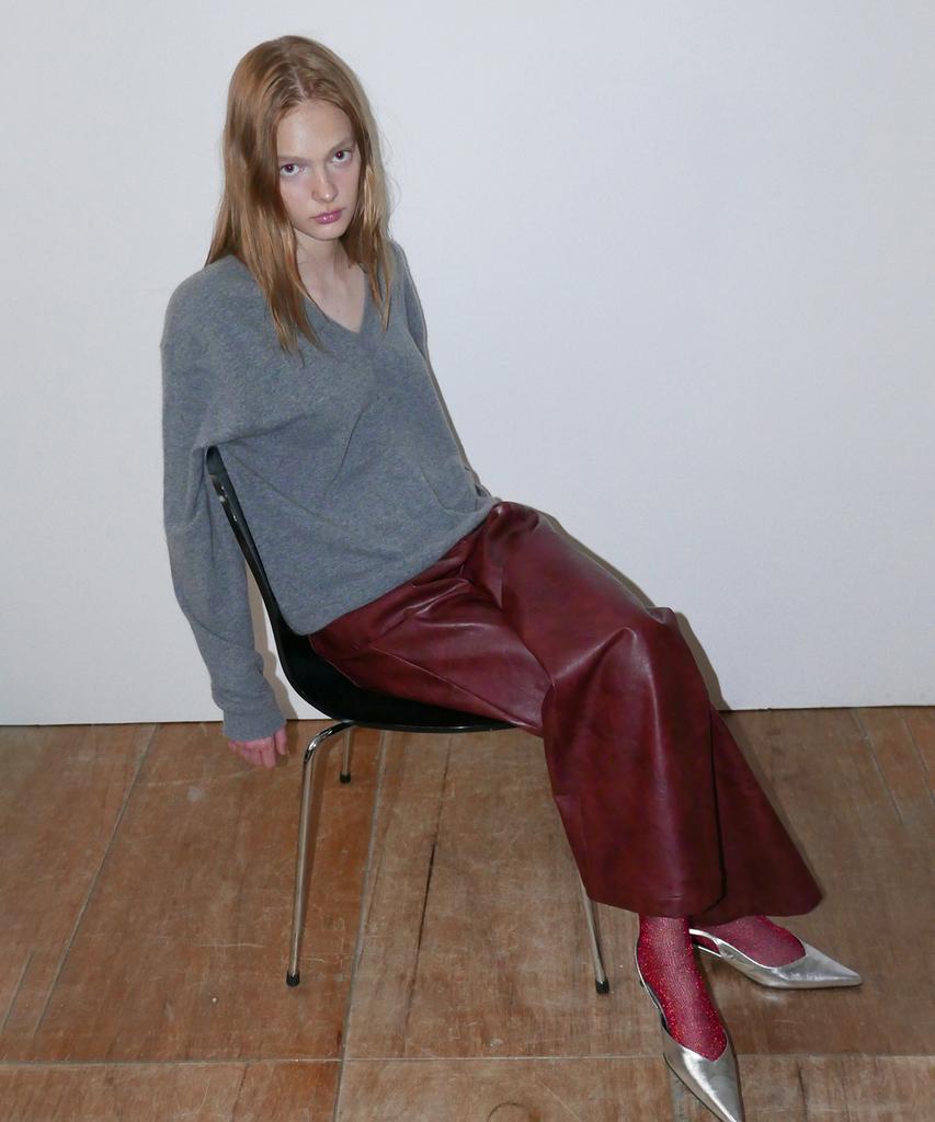 Obeodyupeulleeo Semi Wide Leather Pants_Red