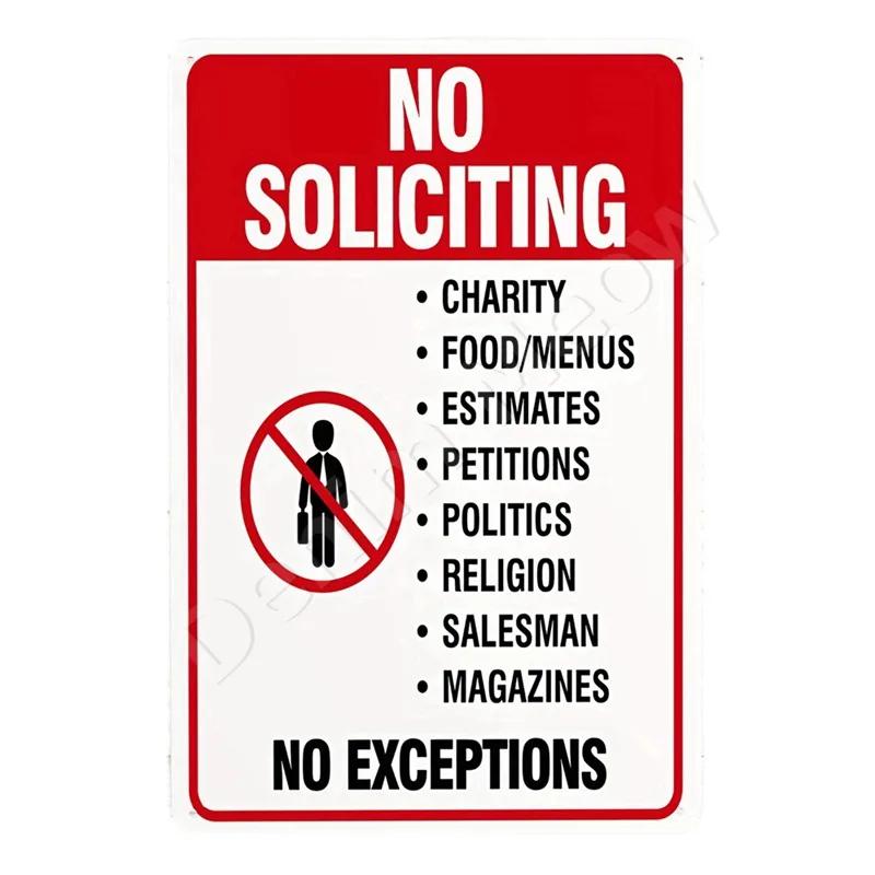 No Soliciting Funny Metal Sign for House Office Shop Decor Please Do Not Knock Or Ring Doorbell Warning Sign Halloween Decor
