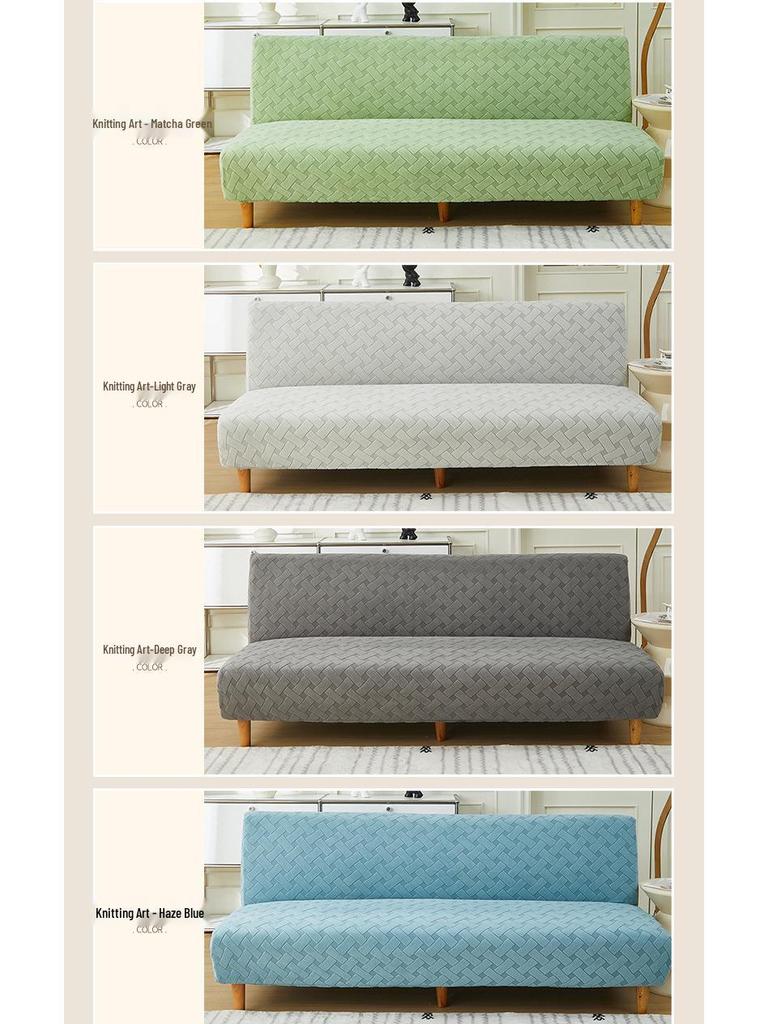 Solid Color 3D Jacquard Foldable Bean Bag Sofa Bed Cover, Non-Slip, Stain-Resistant, Armless Design