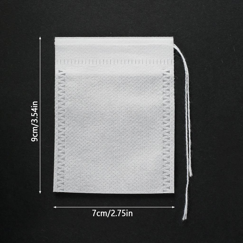 Tea Filter Bag 100Pcs Non-Woven Fabric Odorless Multipurpose Fine Mesh with Drawstring Design for Loose Leaf Tea Home Office