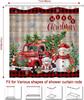 Christmas Shower Curtain,Red Truck Curtain For Bathroom,Snowman Winter Holiday Waterproof Bath Curtains With Hooks Decorations