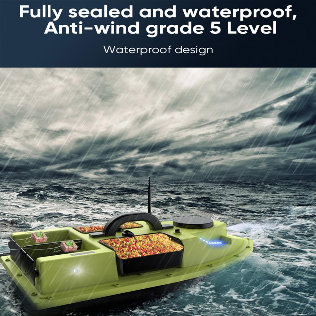 GPS Wireless RC Fishing Bait Boat 500m Control with 4 Bait Containers 2KG Payload Fish Finder Automatic Cruise Route Correctio