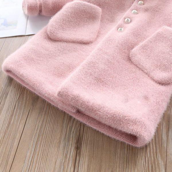 Girls Autumn and Winter Solid Color Thickened Coat Middle and Large Children High Neck Mid-Length Warm Coat
