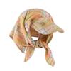 Vintage Plaid Distressed Graffiti Duckbill Cap With Headscarf For Women Sun Protection Outdoor