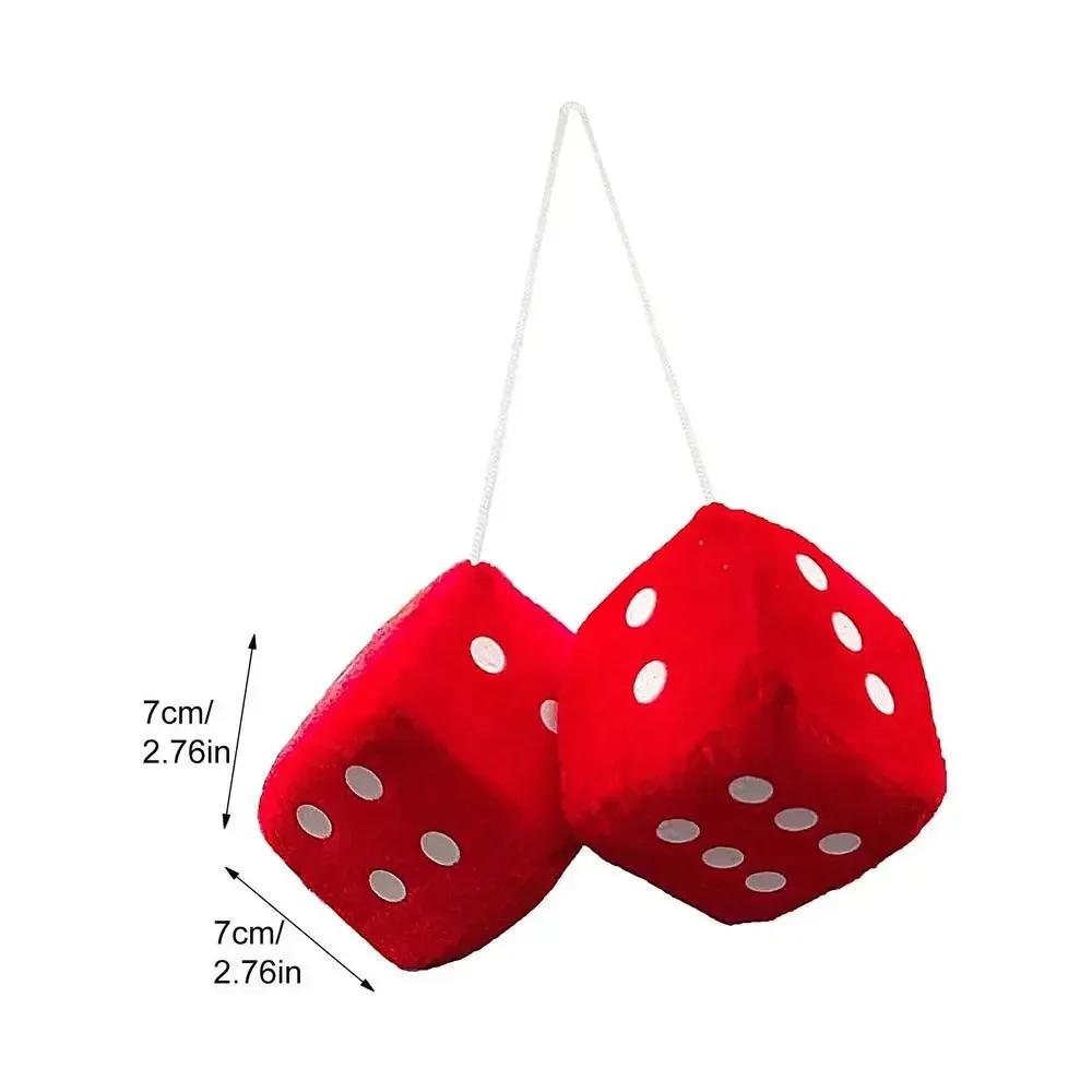 

Soft Fluffy Furry Spotty Dice Ornament Car Rearview Mirror Pendant Plush Square Dice Car Home Hanging Decoration червоний