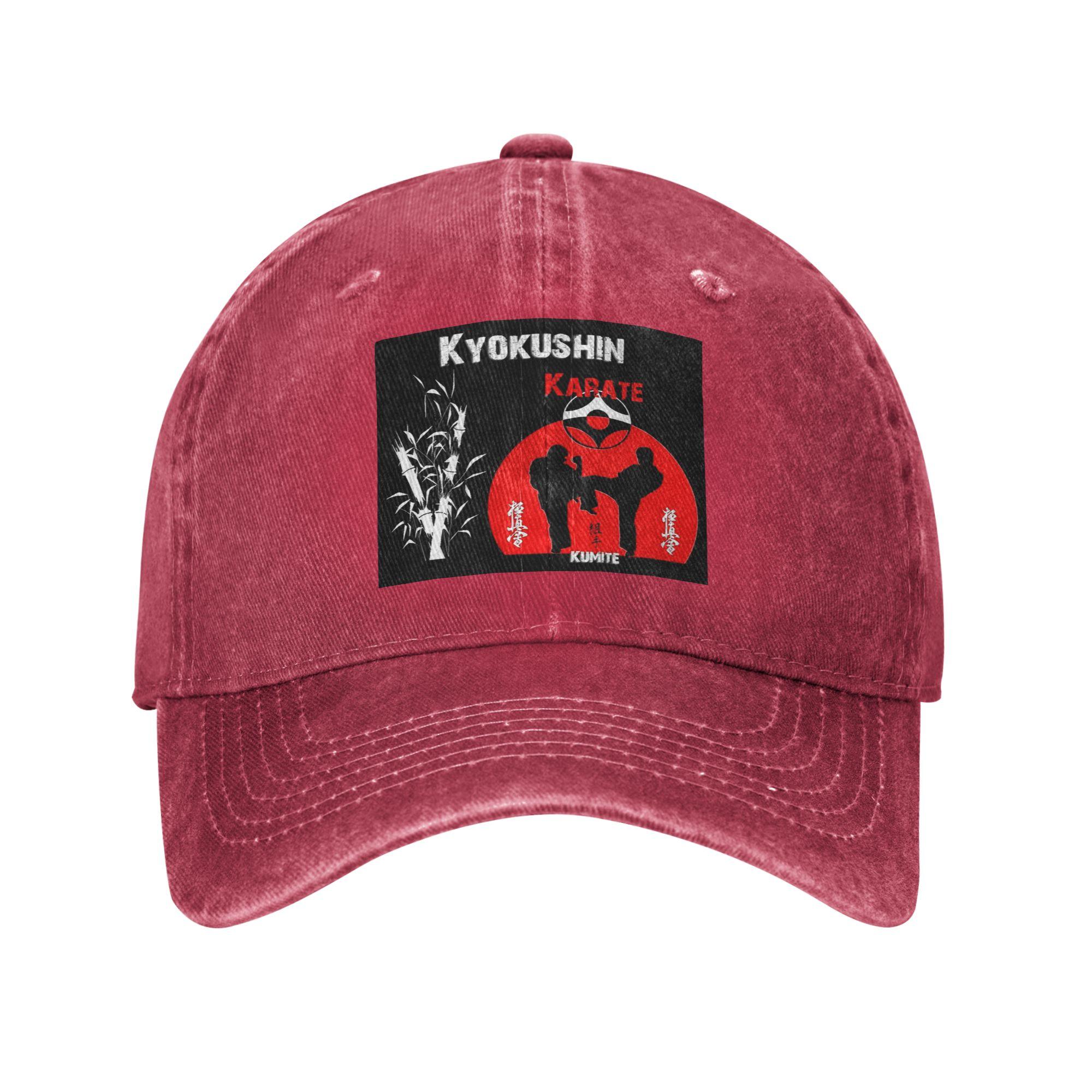 Kyokushi Karate Kumite Scene Denim Fabric Cap Casual Baseball Caps Adjustable Hat Summer Unisex Baseball Hats One Size