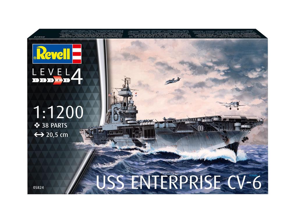 German Revell scale USS Enterprise plastic model model number molded in color 1/1200 CV-6 kit, 05824,