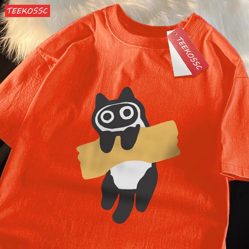Adaptive Tape Cat Cartoon Printprint Mans Tee Clothing Cartoon Comfort Tshirt Round Neck Tshirts Retro Sxxxl Half Sleeve