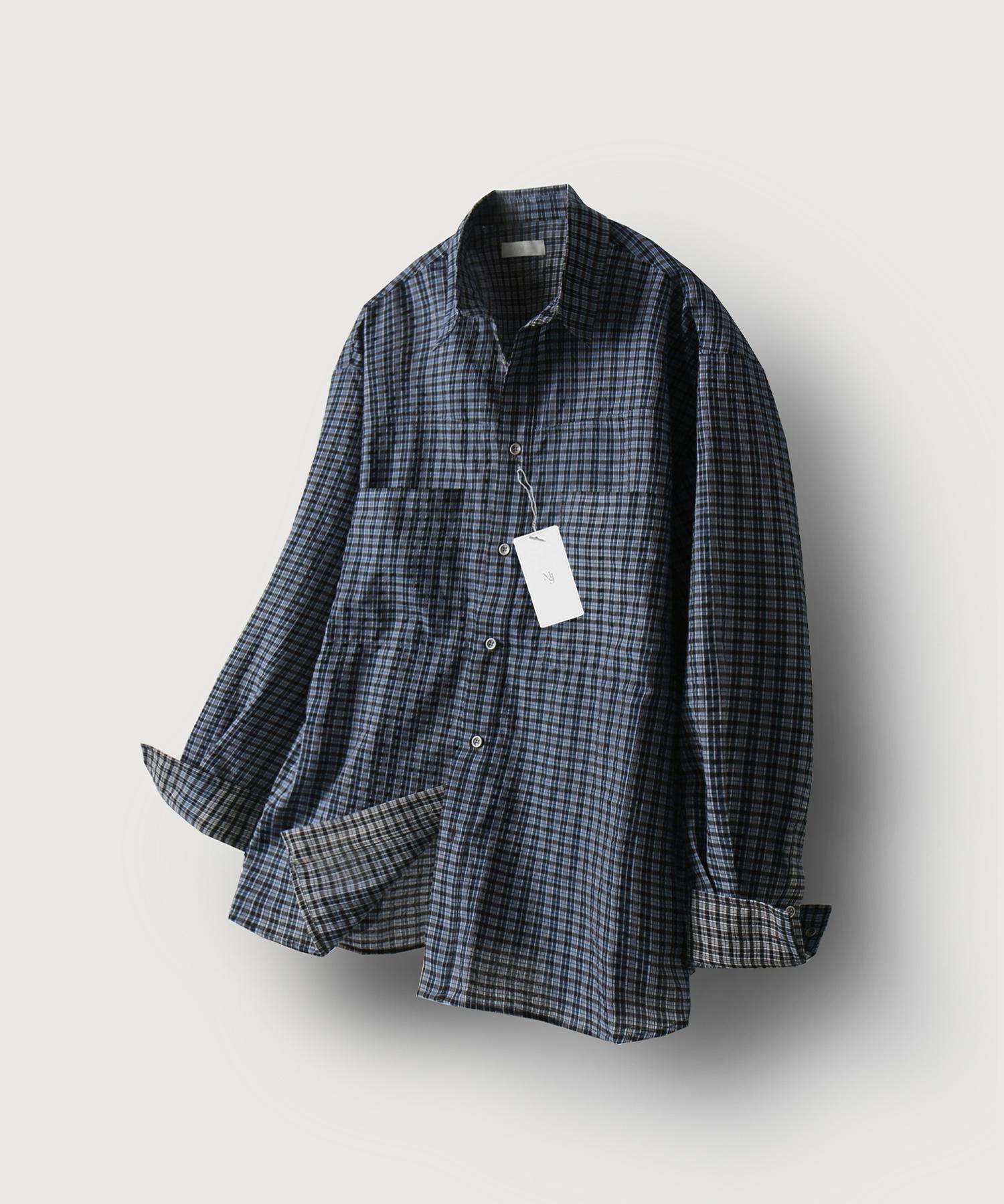 Mood Inside Garments Fading Check Shirt_Blue Free