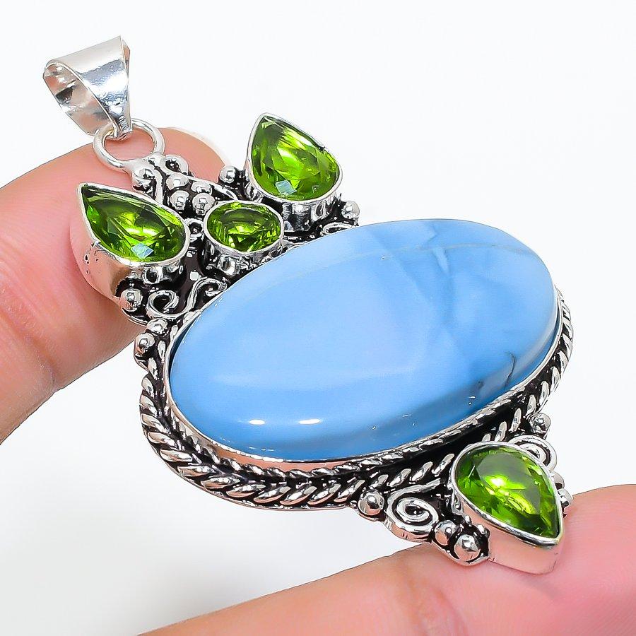 

Owyhee Opal, Peridot Gemstone Handmade Ethnic Jewelry Pendant 2.56 SR-10836