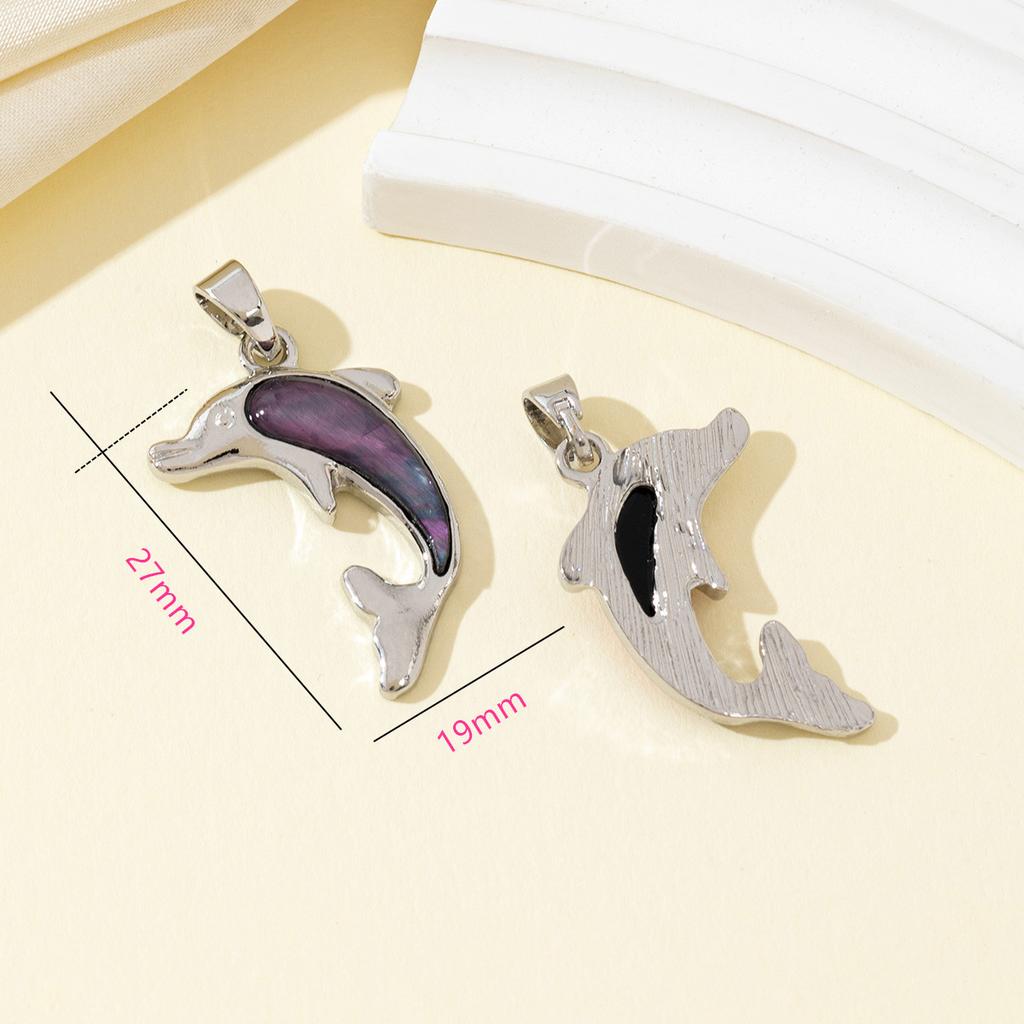 1pc Dolphin Natural Shell Pendant 27x19mm Silver Frame Iridescent Abalone Mother Pearl Ocean Charm DIY Necklace