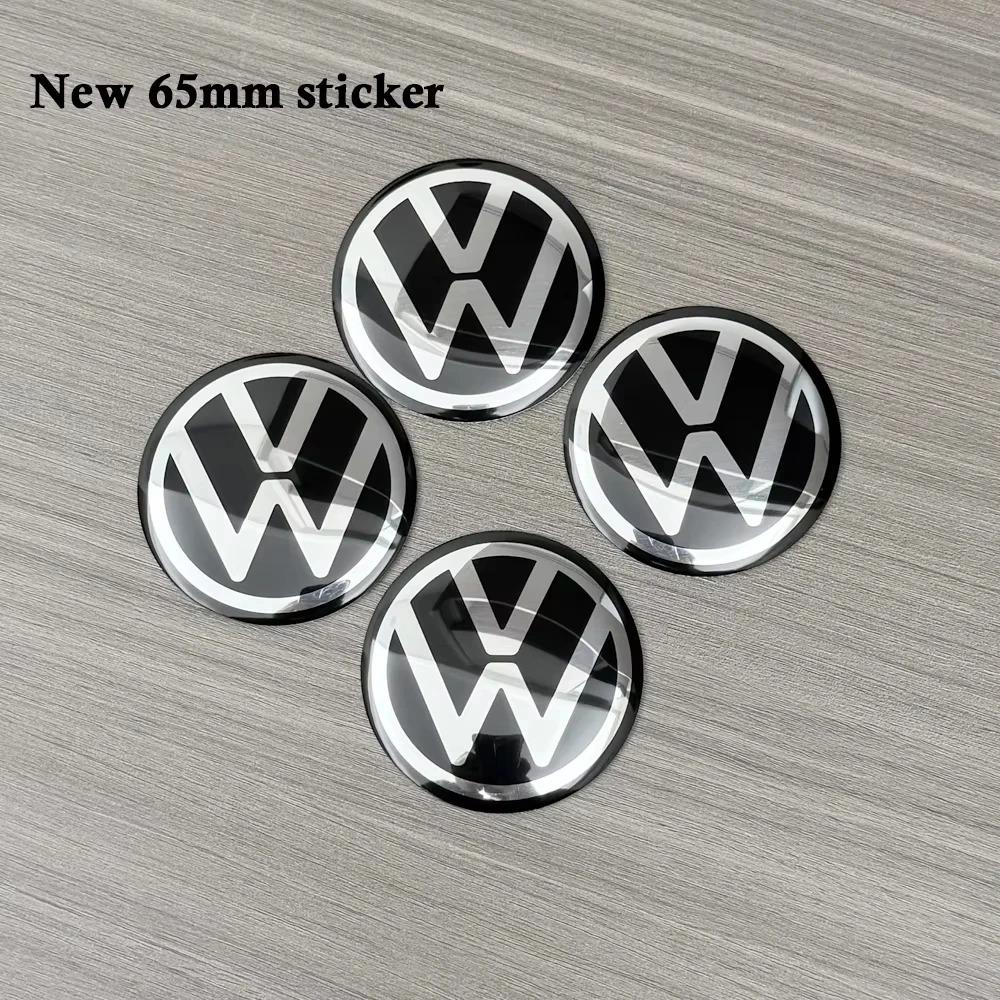 2026 For VW Car Sticker 4pcs Black silver 56mm/60mm/65mm Car Wheel Center Hub Caps Sticker Badge Accessories For VW Volkswagen R GTI G PR1