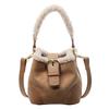 Y2K Retro Plush Crossbody Bucket Bag: Women's Mini Handbag with Frayed Edge, Versatile for Autumn and Winter