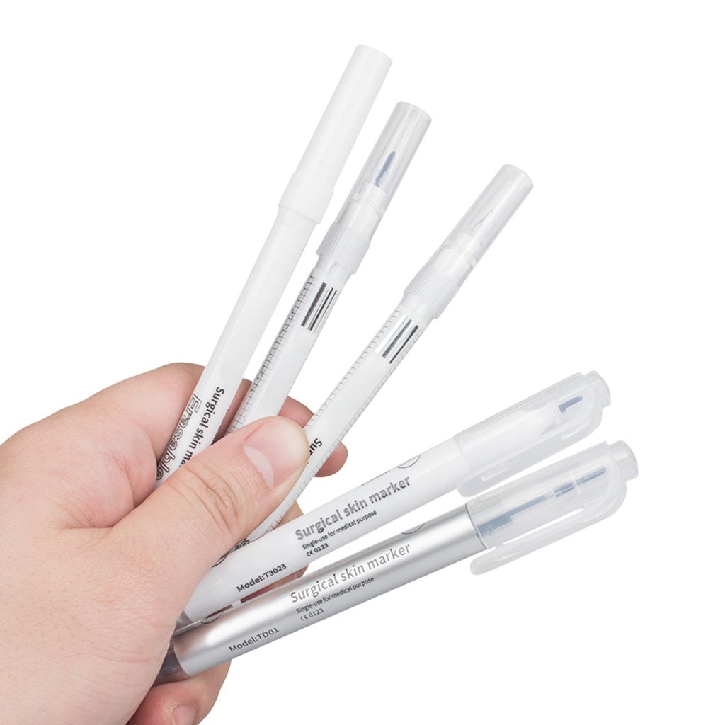 10Pcs Double Tip Microblading Marker Pen with Paper Ruler Waterproof Skin Marker Makeup Positioning Marker for Eyebrow