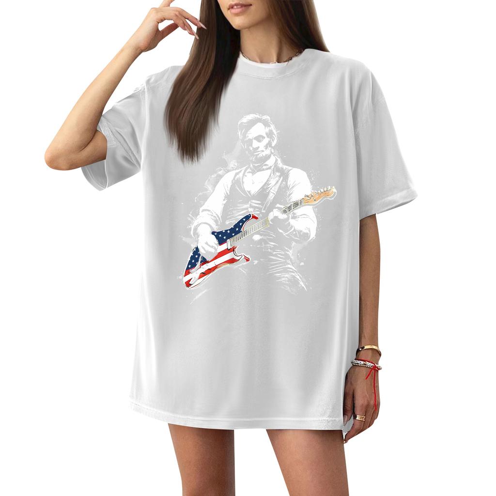 Damen Casual Buchstabendruck Kurzarm Top T-Shirt
