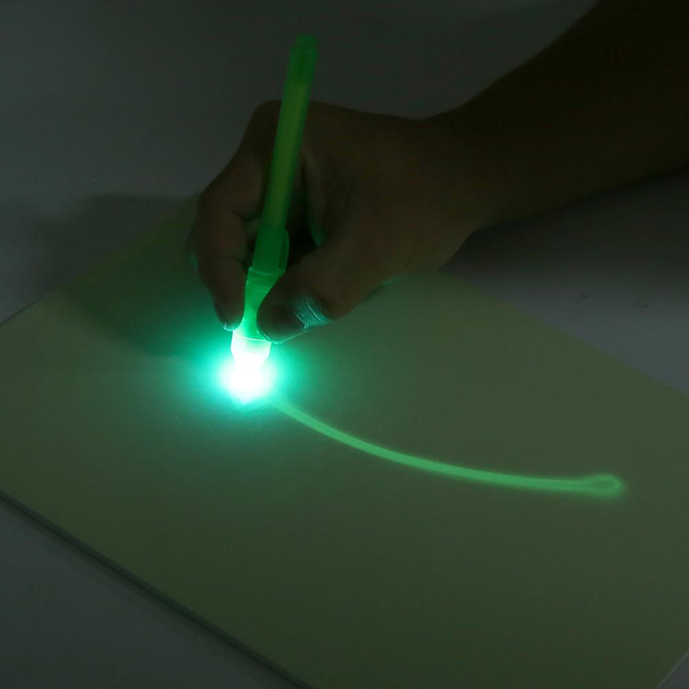 Painting Board Luminous Glowing Fluorescent Board 3D Drawing Board for ChildrenYellow English A4