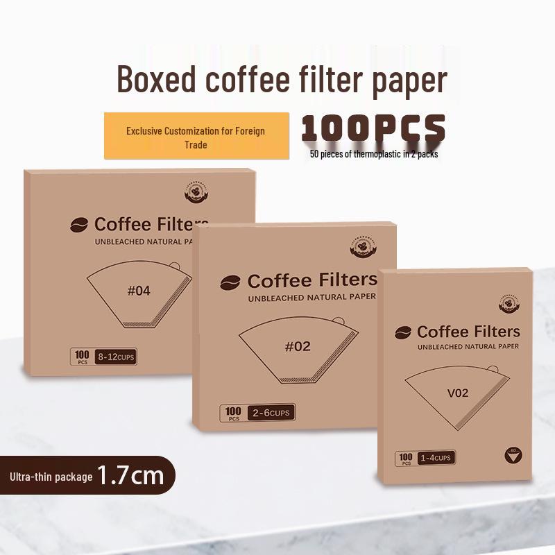 Fan-Shaped Hand-Pour Coffee Filter Paper, Raw Wood Pulp, V60 Type 04, Hanging Ear Design