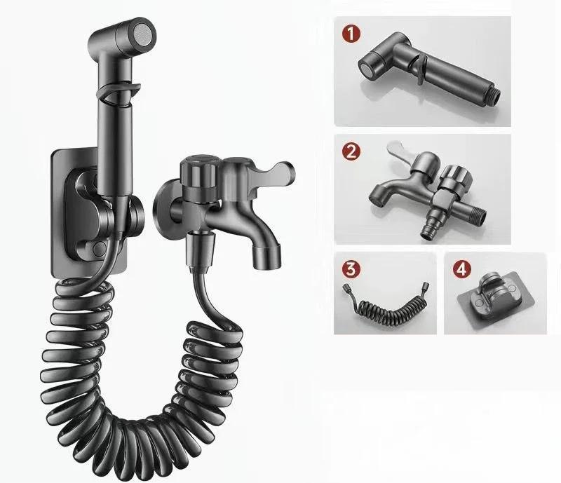 Toilet Bidet Faucet Sprayer Shower Nozzle Self Cleaning Handheld Bidet Sprayer Set Stainless Steel Spray Gun Bathroom Accessorie