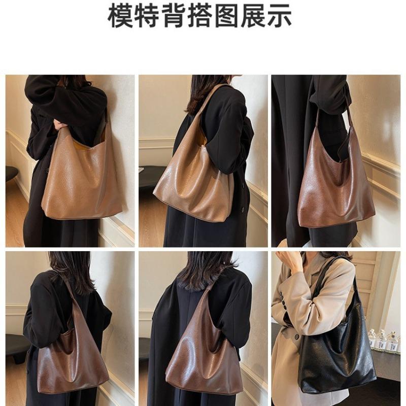 Casual soft surface retro large-capacity bag women's new autumn and winter versatile shoulder bag fashion tote bag