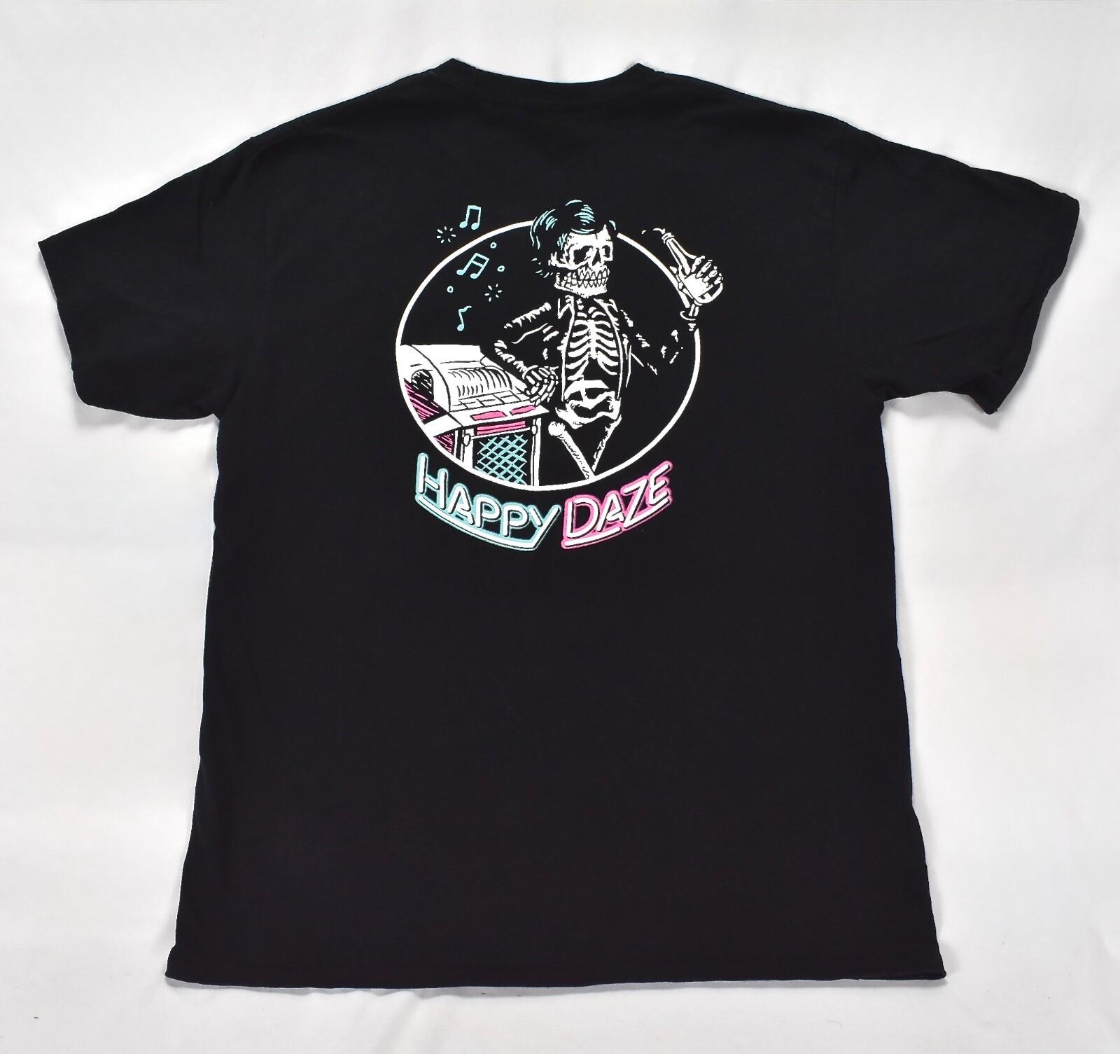 Beer Savage Happy Daze Graphic Print Greaser Skeleton T Shirt Mens Black Large S