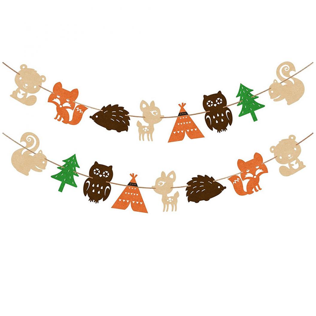 

Милый лесной зверь, флажки, баннер, детский день рождения, вечеринка, декор, реквизит AVE