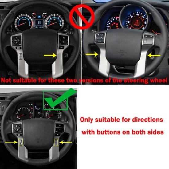 Matte Black Steering Wheel Button Decor Cover Trim Bezels ABS For 4runner 2010+
