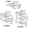Stainless Steel Folding Storage Rack Wall Mounted Large Capacity Seasoning Jars Shelf with Hooks Space Saving Pot Lid Rack