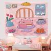 Instagram-style Adorable and Uplifting Animal Tapestry Hand-painted Cartoon Background Fabric For Room and Dorm Decoration