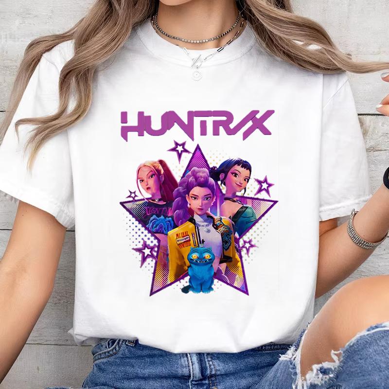.new K-Pop Demon Hunters Print Tshirt Unisex Casual Short Sleeve T-shirt Women Fashion Mira Rumi Zoey Graphic Print Tops Tees