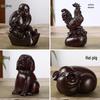 Ebony Zodiac Animal Statues - Hand-Carved Wooden Ornaments 