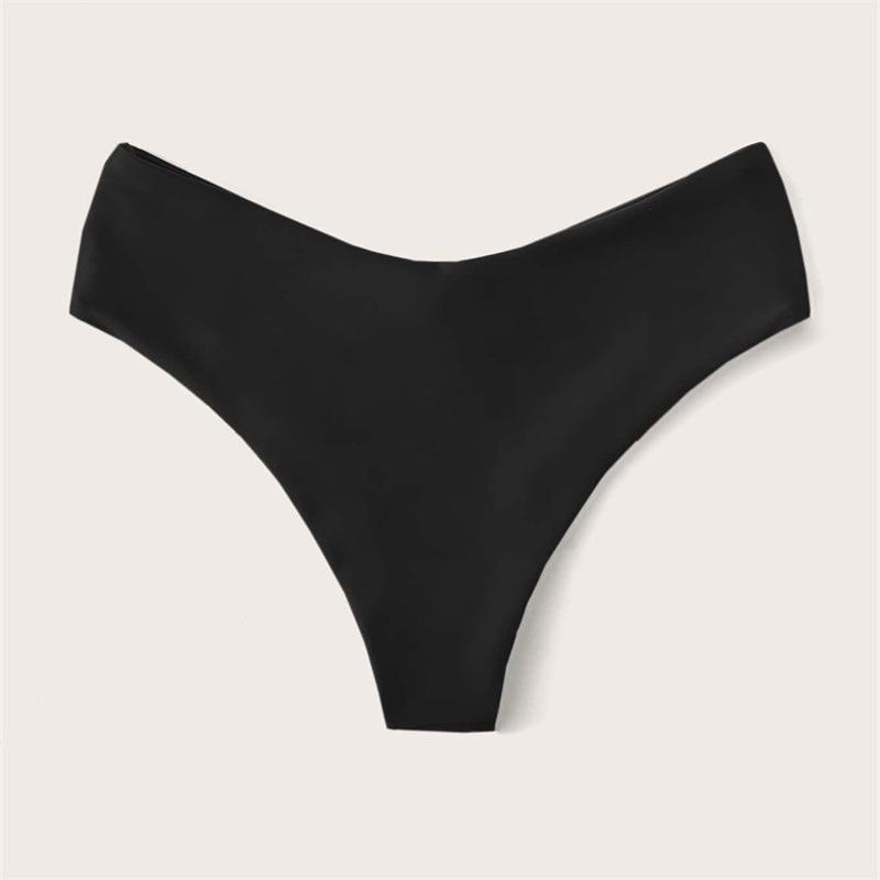 Chiloți de baie triunghiulari vintage fără cusături pentru femei - Costume de baie retro în culori uni