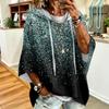 Women's Vintage Floral Print Drawstring Hoodie Loose Fit Casual Sweatshirt Top