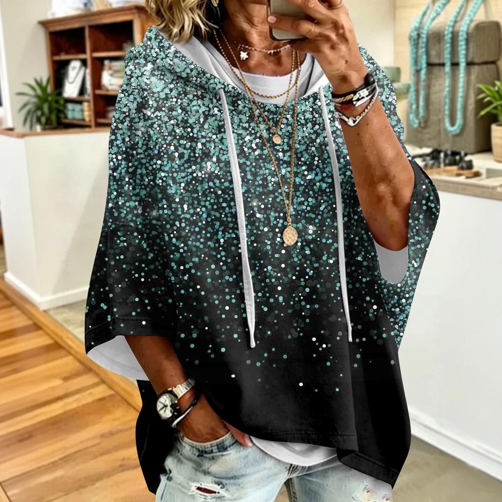Women's Vintage Floral Print Drawstring Hoodie Loose Fit Casual Sweatshirt Top