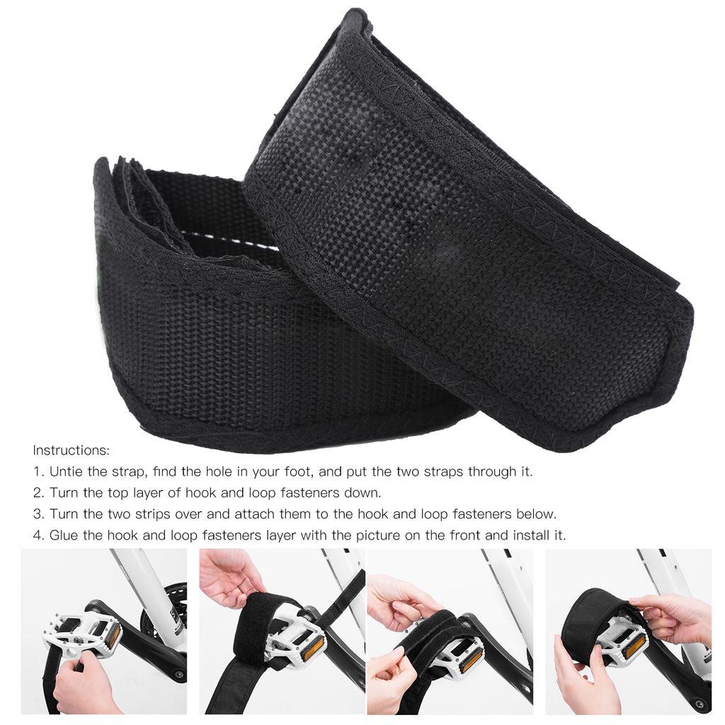 1Pair Canvas Bicycle Pedal Straps Toe Foot Cover Clip Belt Double Hook and Loop Fasteners