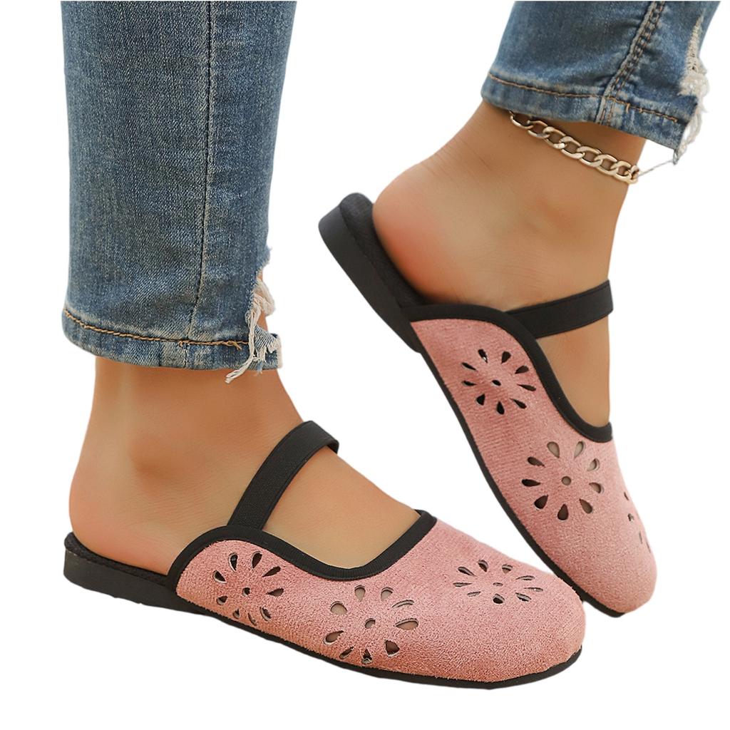 Women Summer Casual Hollow Out Breathable Slip On Sandals Lightweight Soft Sole Comfortable Outdoor Shoes for Daily Wear