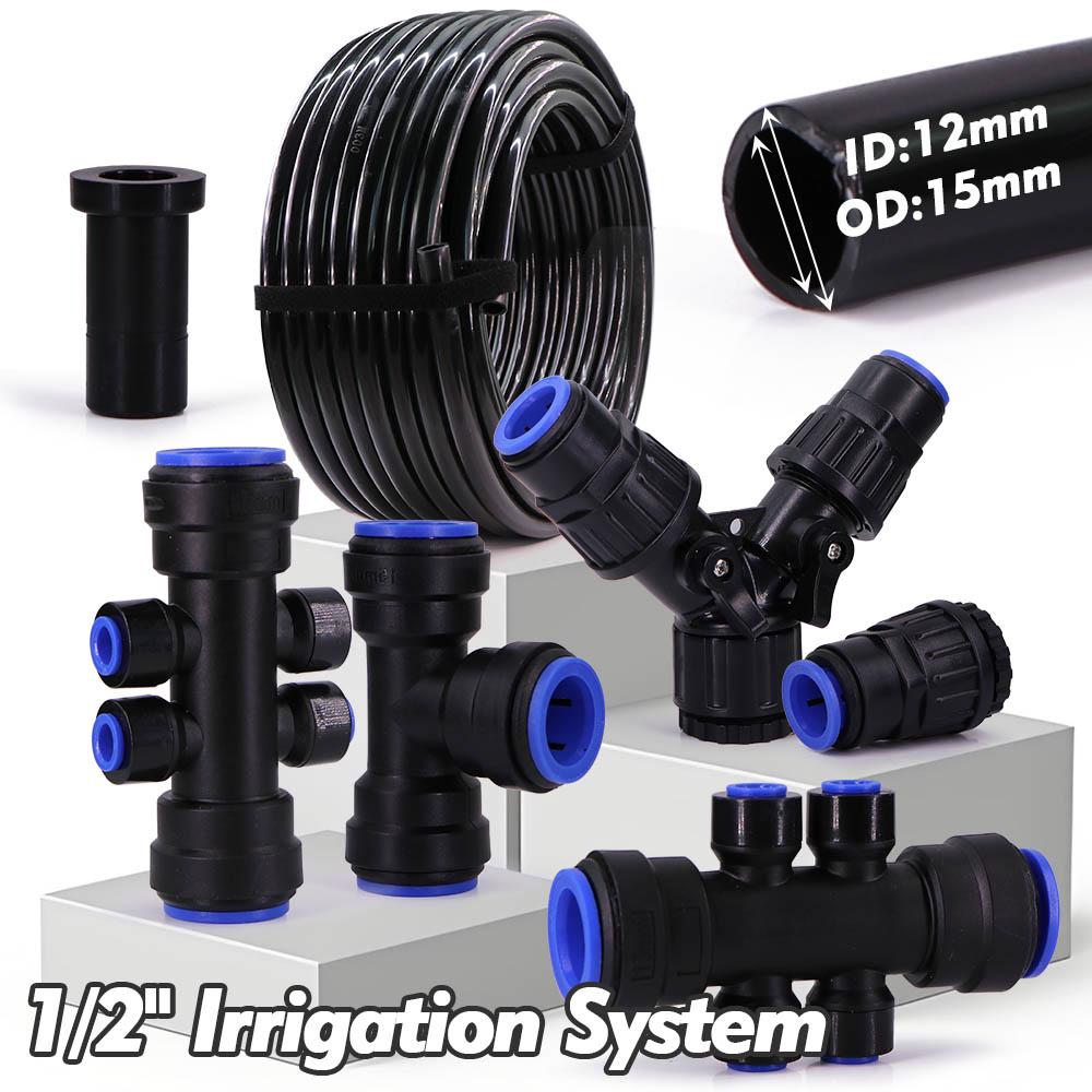 1/2" OD-15mm PE Hose Irrigation Water Tube 15 To 6mm Quick Connect Joint Tee Taps Ball Valve Adapter Garden Micro Drip Fittings