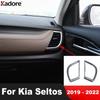 For Kia Seltos Carbon Fiber Car Front Side Air Condition Vent Outlet Cover Molding Trim Interior Accessories