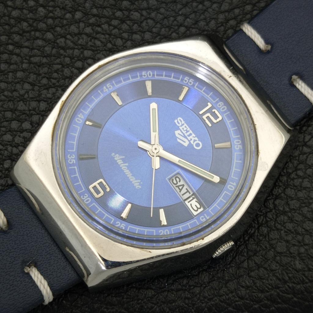 AUTOMATIC 6309A VINTAGE SEIKO 5 JAPAN MENS BLUE COLOR DIAL WATCH a701432-5 R206b-a701432
