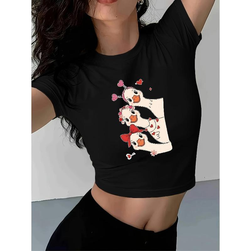 Women s Casual Round Neck T-Shirt Summer Outdoor Seaside Fashion Top S чёрный