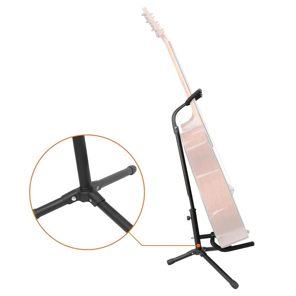 Portable Universal Guitar Stand - Collapsible Single Stand with Safety Lock for Travel - Compact Tripod Design