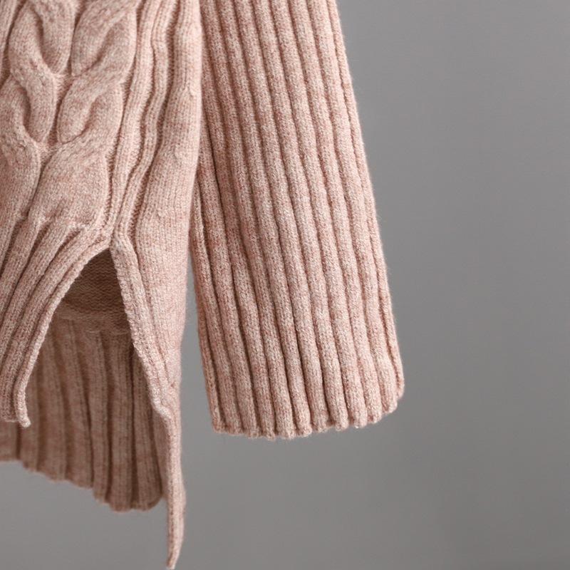 New Fashion Causal Knitted Pullover Suit Solid Color Half High Collar Wide Leg Pants Two Piece Set Autumn Winter