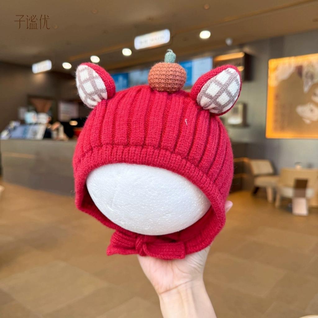 Knitted wool winter going out hat ear protection baby hat infant hat foreign style autumn and winter thickening baby warm
